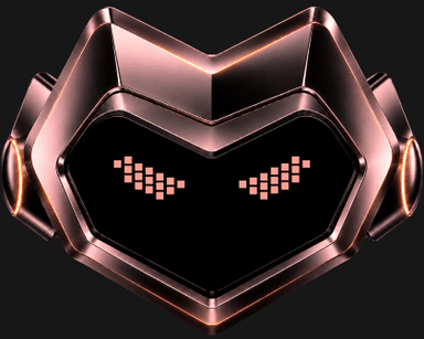 The Action Hunter bot: an angular chrome visor with red-lit eyes
