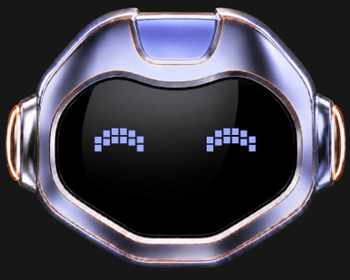 The Market Guardian bot: a broad chrome helmet with blue-lit eyes