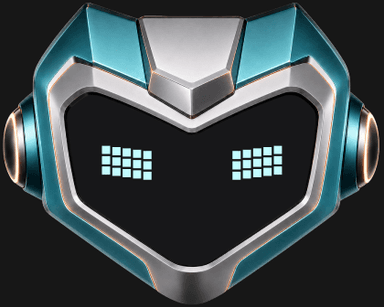 The Market Shifter bot: a teal-crested helmet with a wide visor