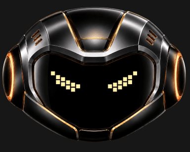 The Momentum Rider bot: a dark helmet with a gold-trimmed crest