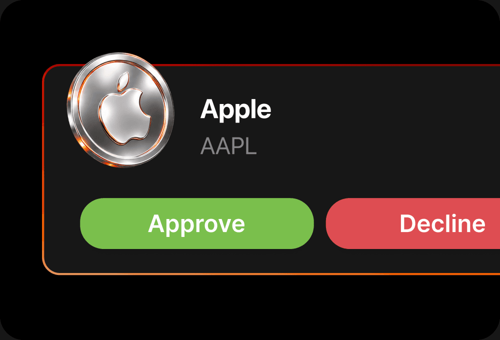 A signal on Apple (AAPL) with Approve and Decline buttons