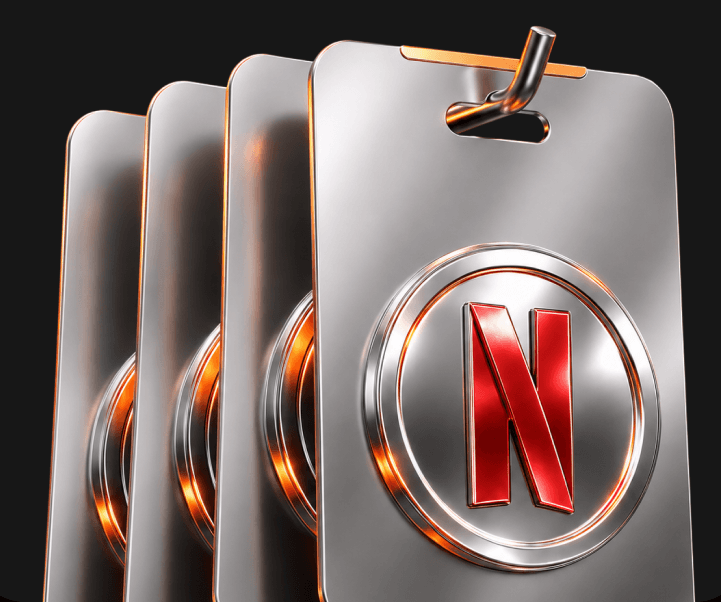 A stack of signal cards with a Netflix ticker medal