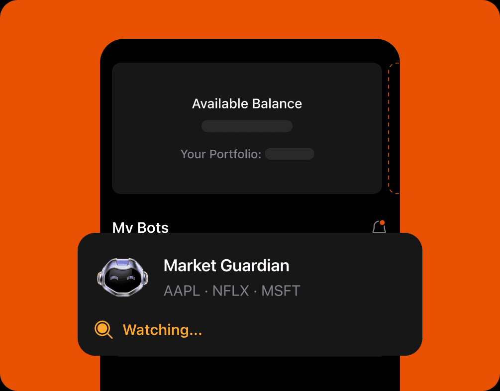 The home screen with Market Guardian watching AAPL, NFLX and MSFT